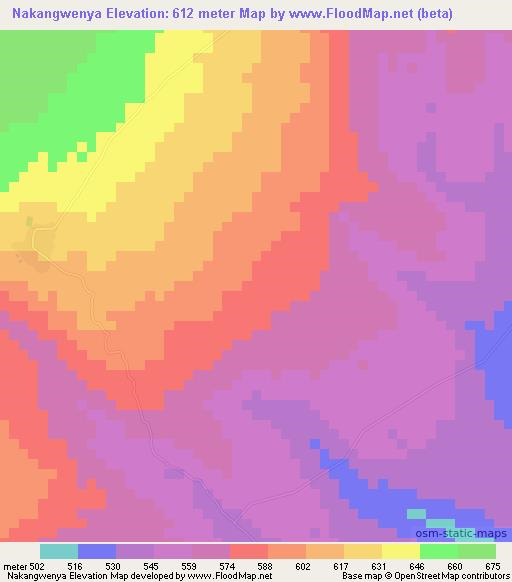 Nakangwenya,Tanzania Elevation Map