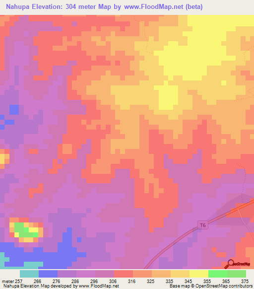 Nahupa,Tanzania Elevation Map