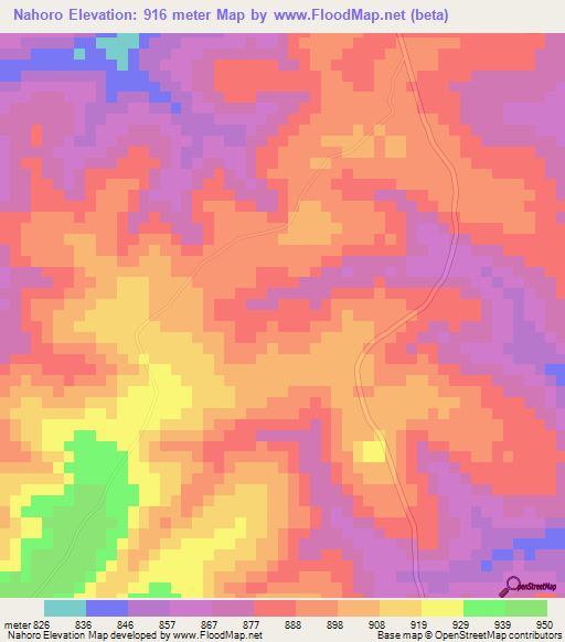 Nahoro,Tanzania Elevation Map