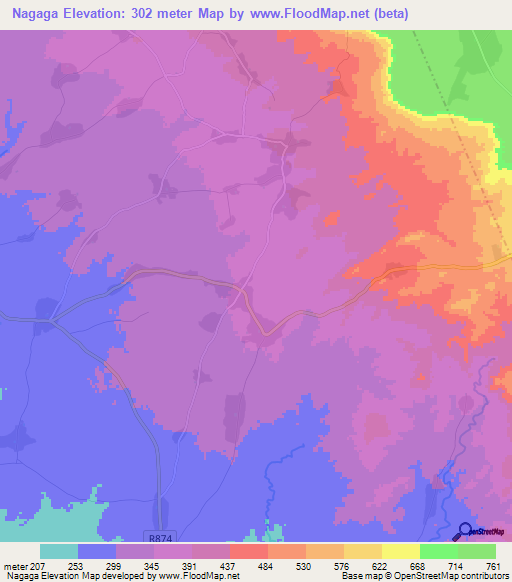 Nagaga,Tanzania Elevation Map