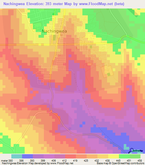 Nachingwea,Tanzania Elevation Map