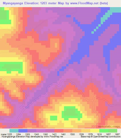 Myangayanga,Tanzania Elevation Map