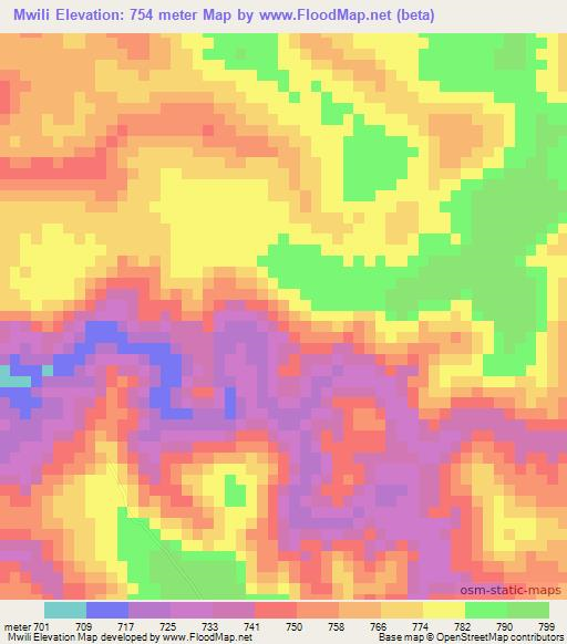 Mwili,Tanzania Elevation Map