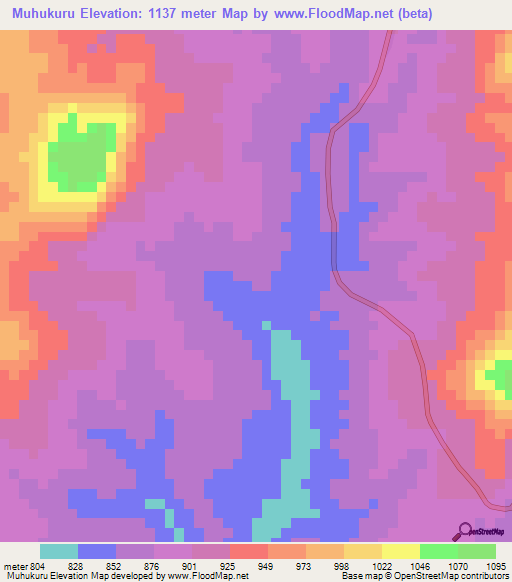 Muhukuru,Tanzania Elevation Map