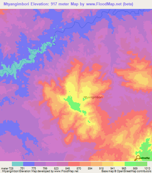 Mtyangimbori,Tanzania Elevation Map