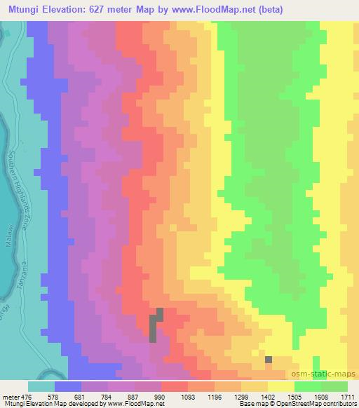 Mtungi,Tanzania Elevation Map