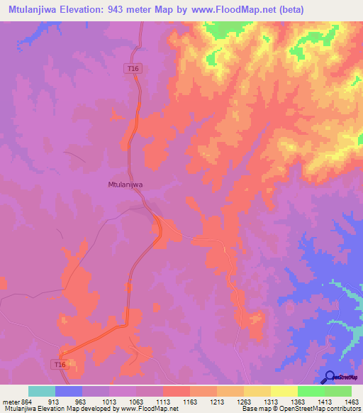 Mtulanjiwa,Tanzania Elevation Map