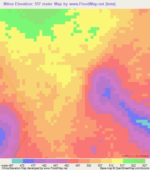 Mtina,Tanzania Elevation Map