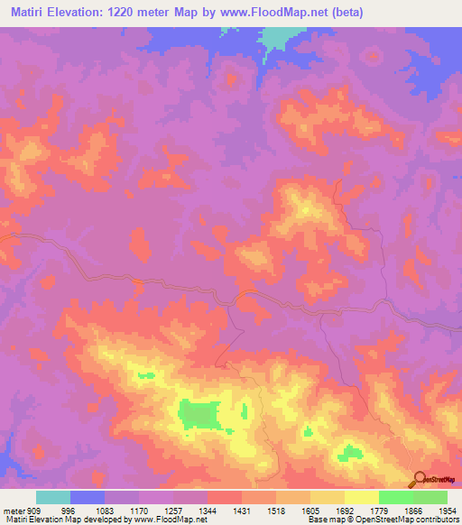 Matiri,Tanzania Elevation Map