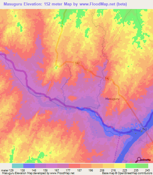 Masuguru,Tanzania Elevation Map