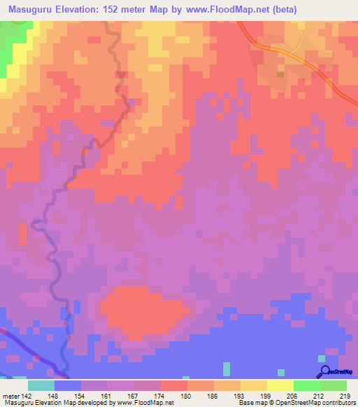 Masuguru,Tanzania Elevation Map