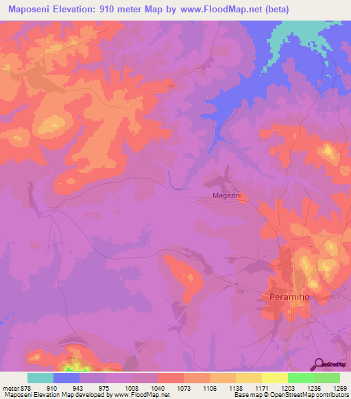 Maposeni,Tanzania Elevation Map