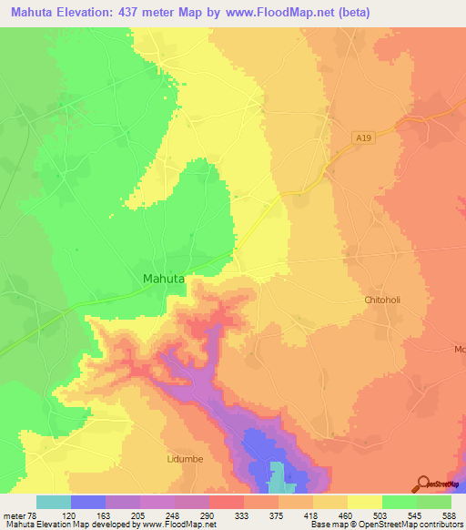 Mahuta,Tanzania Elevation Map