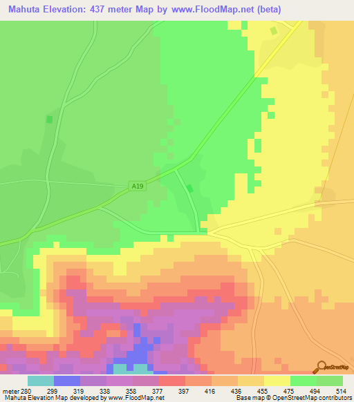 Mahuta,Tanzania Elevation Map