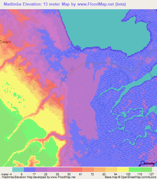 Madimba,Tanzania Elevation Map