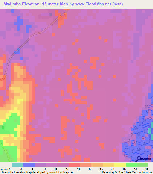 Madimba,Tanzania Elevation Map