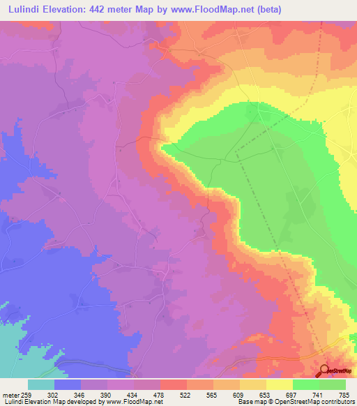 Lulindi,Tanzania Elevation Map