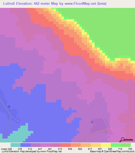 Lulindi,Tanzania Elevation Map