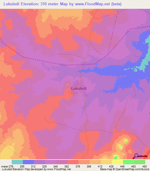 Lukuledi,Tanzania Elevation Map