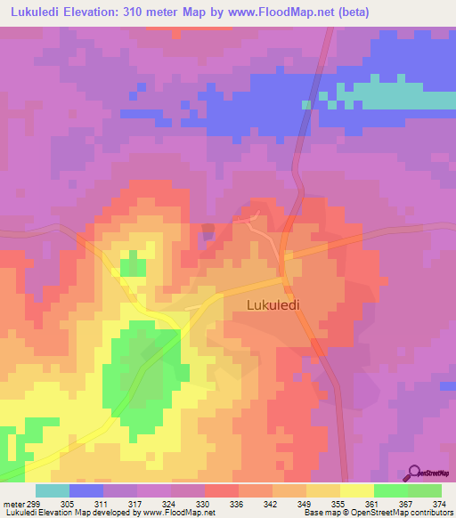 Lukuledi,Tanzania Elevation Map