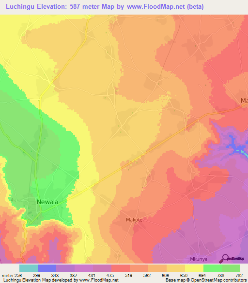 Luchingu,Tanzania Elevation Map