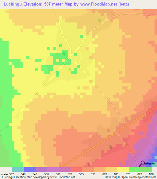 Luchingu,Tanzania Elevation Map