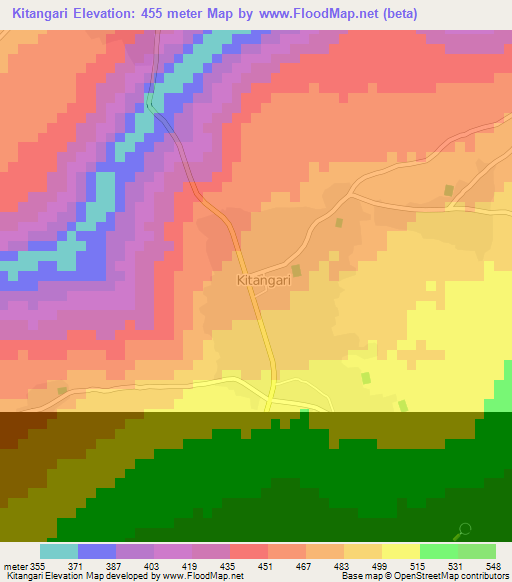 Kitangari,Tanzania Elevation Map