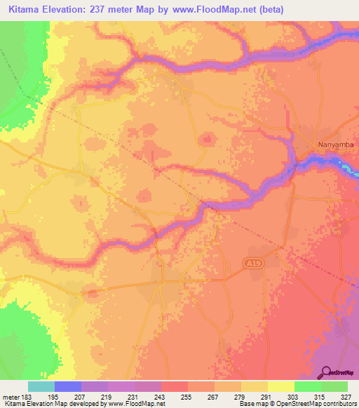 Kitama,Tanzania Elevation Map