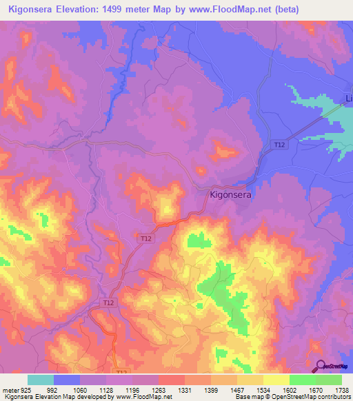 Kigonsera,Tanzania Elevation Map