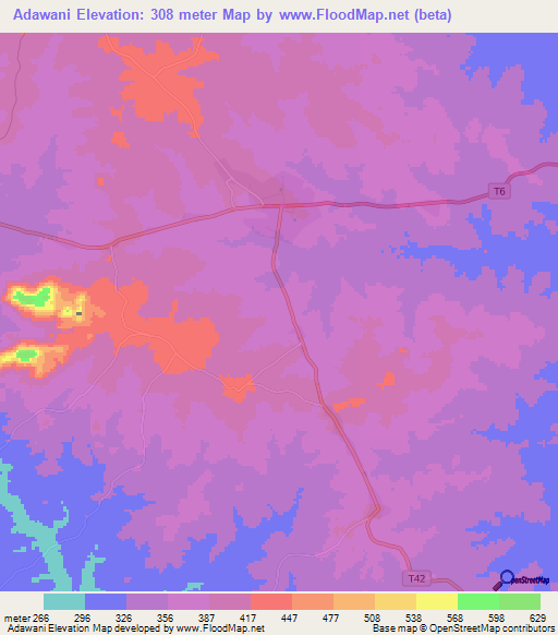 Adawani,Tanzania Elevation Map