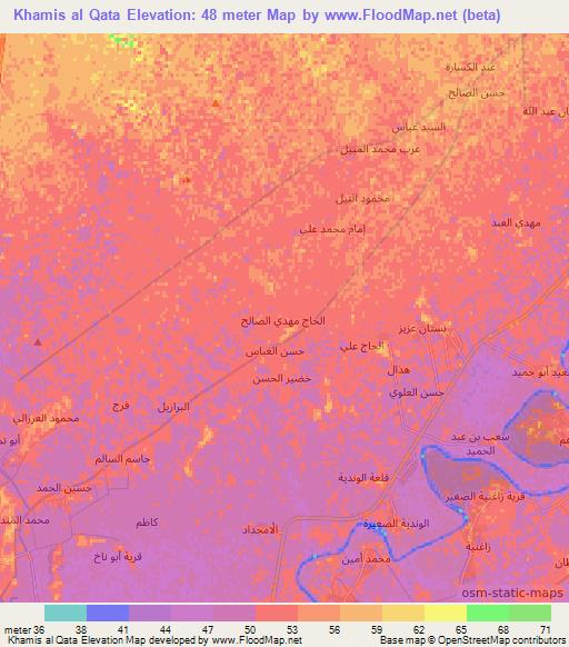 Khamis al Qata,Iraq Elevation Map