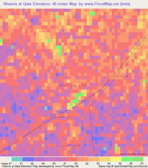 Khamis al Qata,Iraq Elevation Map