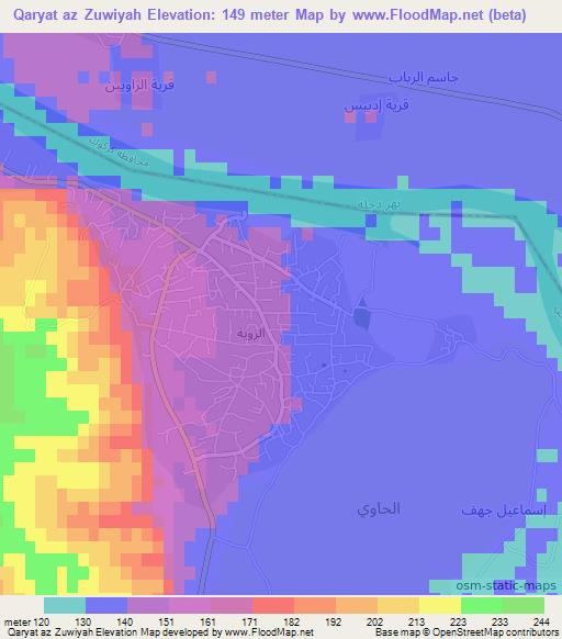 Qaryat az Zuwiyah,Iraq Elevation Map