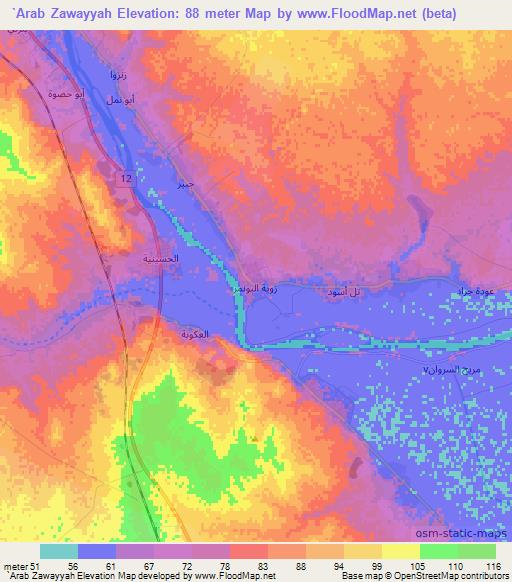 `Arab Zawayyah,Iraq Elevation Map