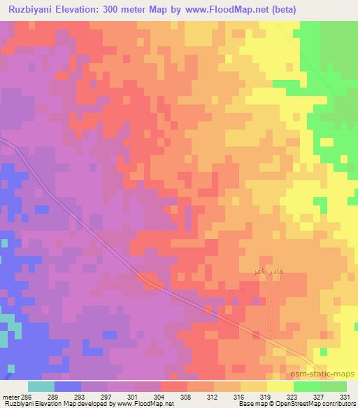 Ruzbiyani,Iraq Elevation Map