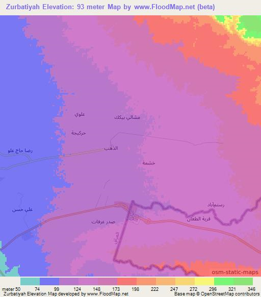 Zurbatiyah,Iraq Elevation Map