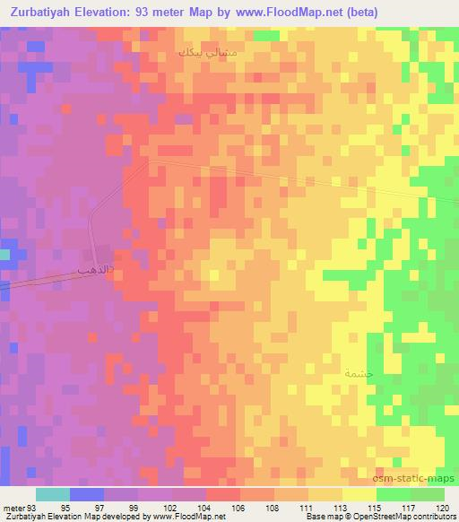 Zurbatiyah,Iraq Elevation Map