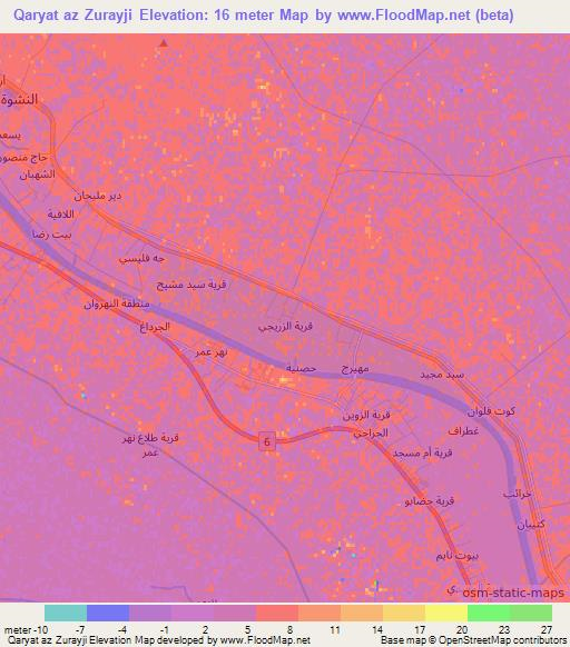 Qaryat az Zurayji,Iraq Elevation Map