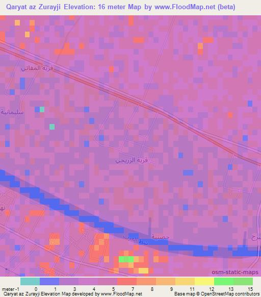 Qaryat az Zurayji,Iraq Elevation Map