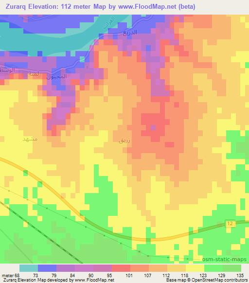 Zurarq,Iraq Elevation Map