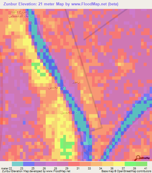 Zunbur,Iraq Elevation Map