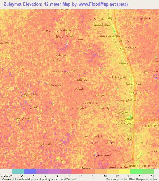 Zulaymat,Iraq Elevation Map