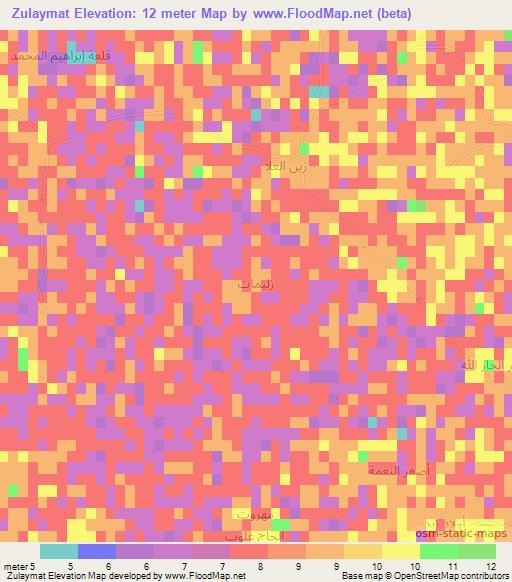 Zulaymat,Iraq Elevation Map