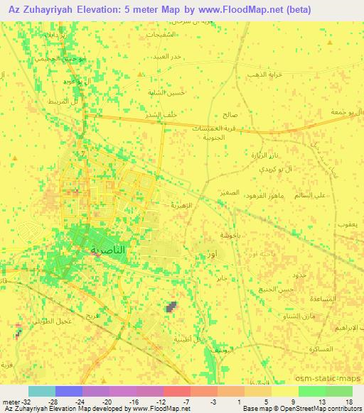 Az Zuhayriyah,Iraq Elevation Map