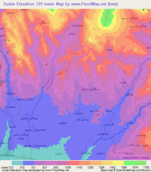 Zudan,Iraq Elevation Map