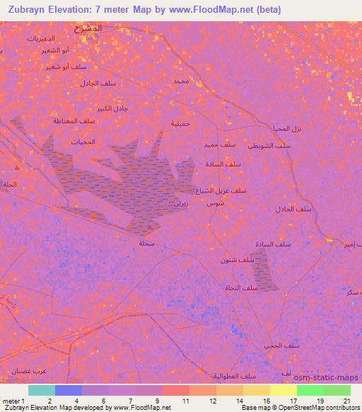 Zubrayn,Iraq Elevation Map