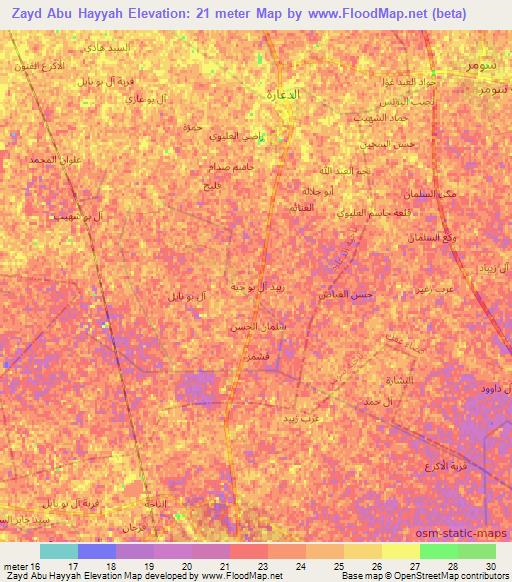 Zayd Abu Hayyah,Iraq Elevation Map