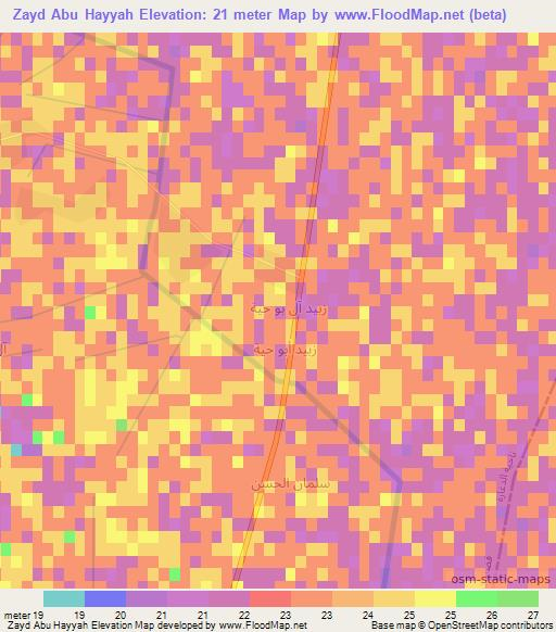 Zayd Abu Hayyah,Iraq Elevation Map