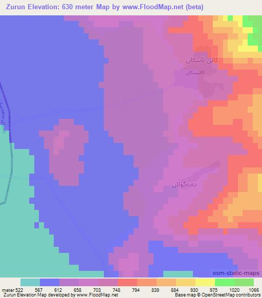 Zurun,Iraq Elevation Map