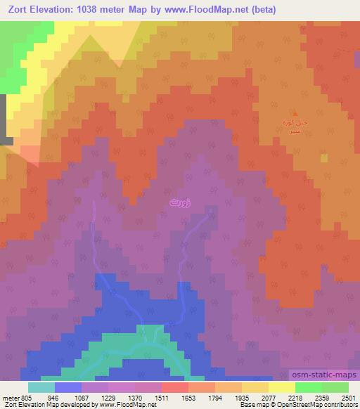 Zort,Iraq Elevation Map